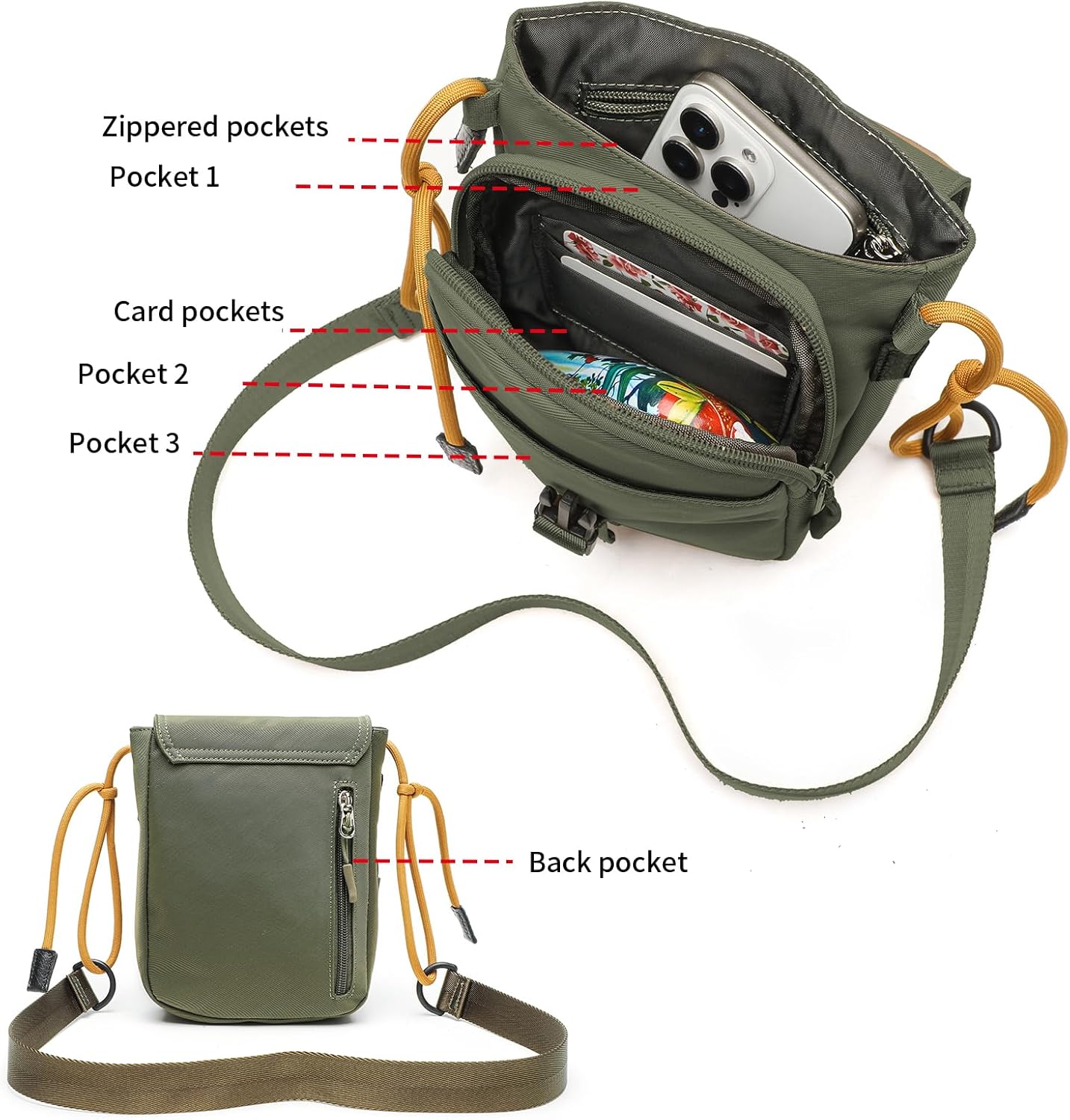 Small Messenger Crossbody bag Shoulder bag for Men Women Sling bag Purse for Work Travel