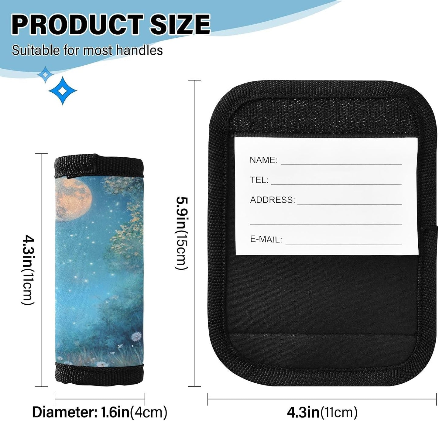 Starry Sky Dandelions 4 Pack Luggage Handle Wraps Covers for Suitcase Identifiers Bag Tags Travel Accessories
