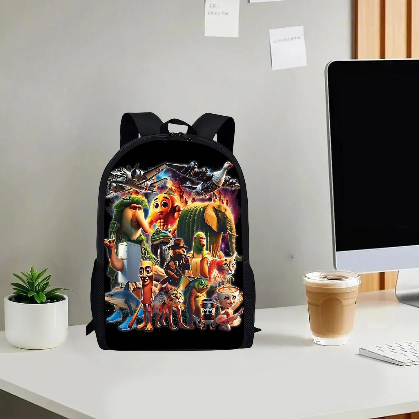  3PCS Italian Brainrot Casual Large Daypack Backpack,17in Shoulder Waterproof Lightweight Daypack Gifts (Color 3)