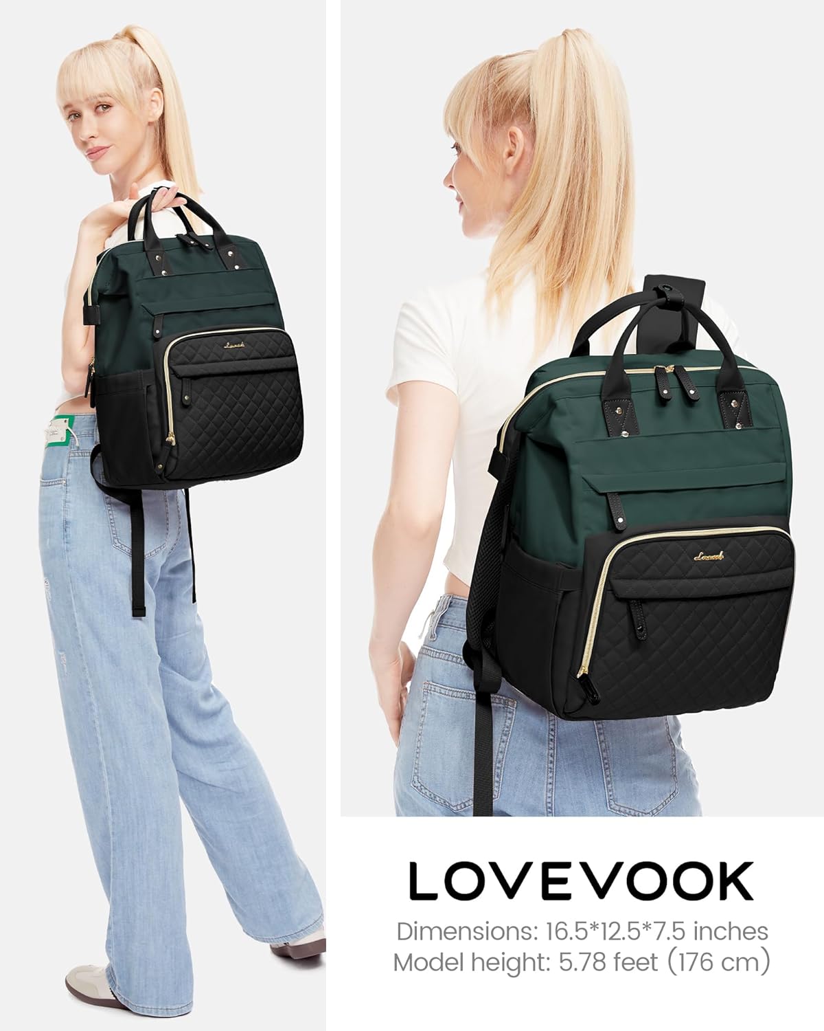 LOVEVOOK Laptop Backpack for Women, 15.6'' Waterproof Nurse Bag Teacher Work Backpack Purse for
