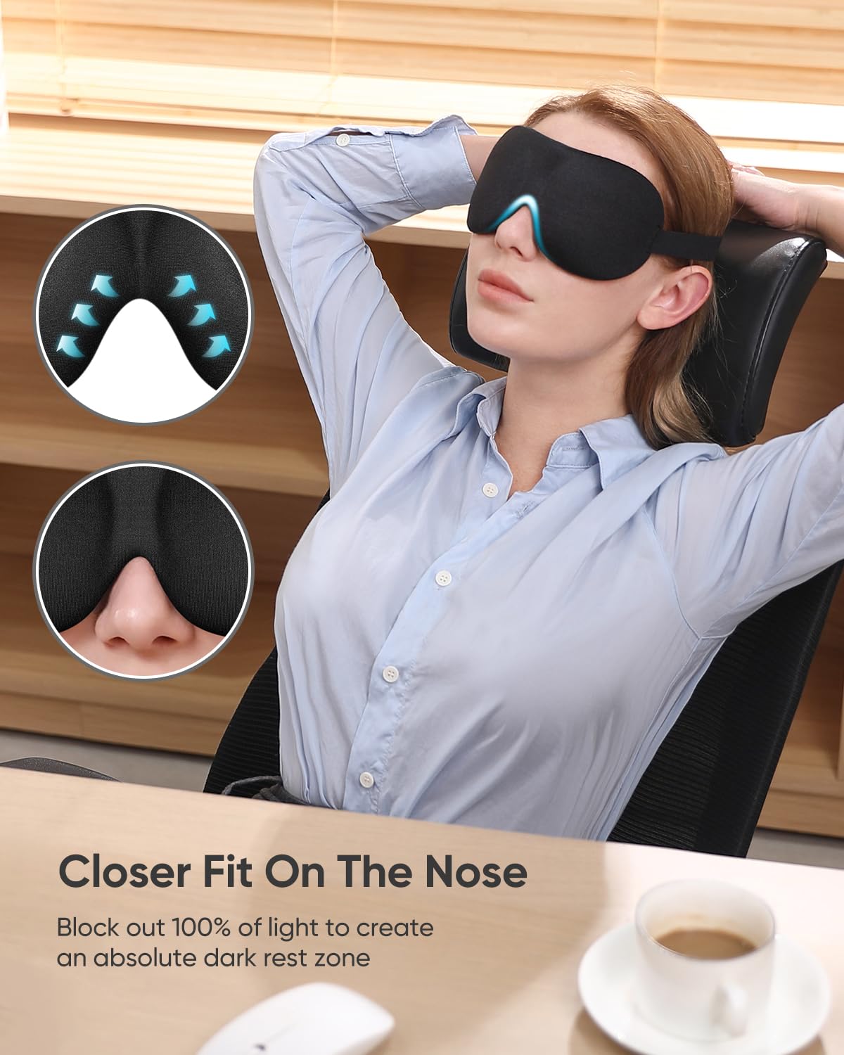 LKY DIGITAL Sleep Mask for Side Sleeper 3 Pack, Blackout 3D Eye Mask