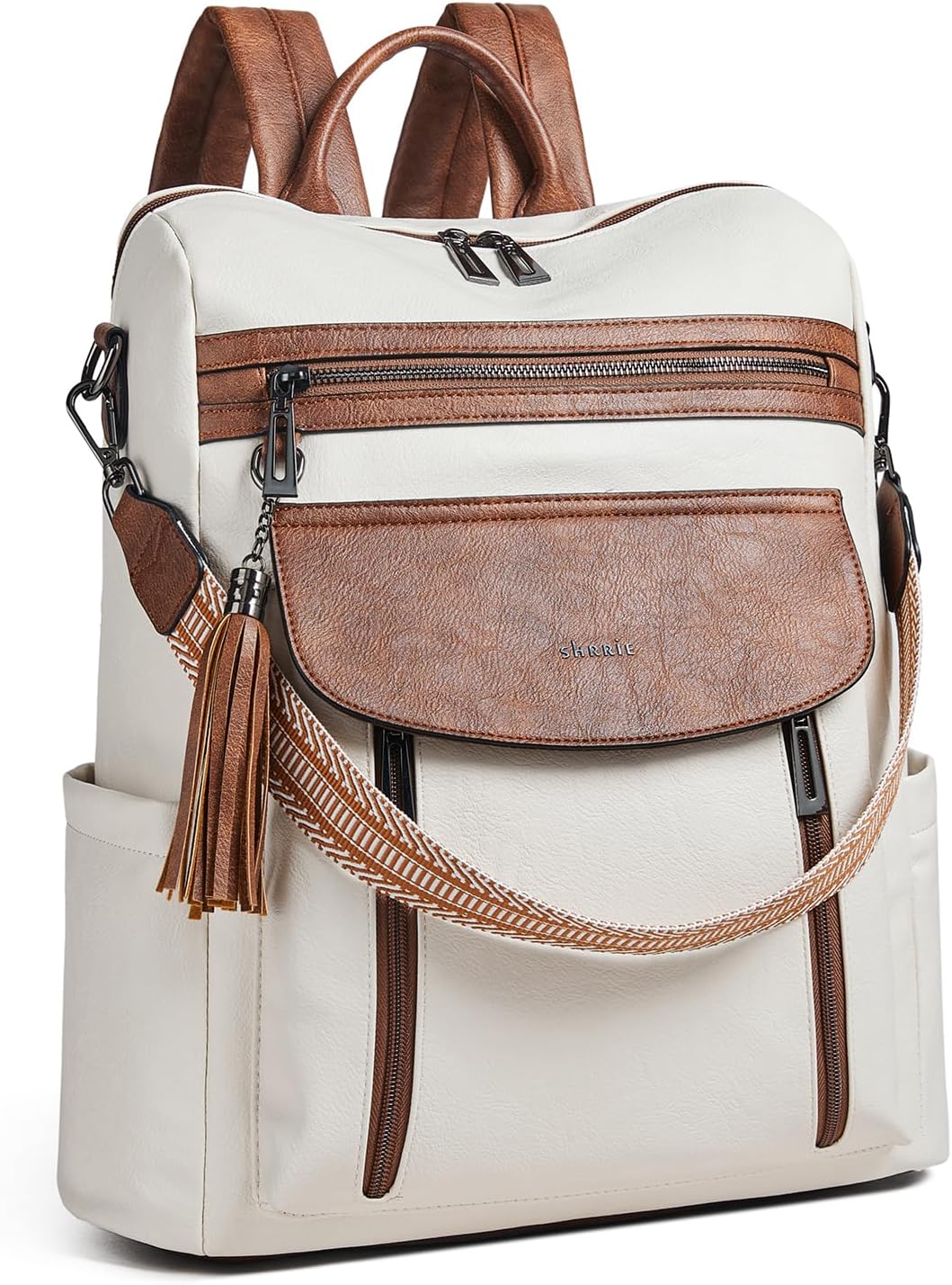 Shrrie Laptop Backpack for Women 15.6 inch,Travel Leather Backpack Purse Nurse Teacher Carry on