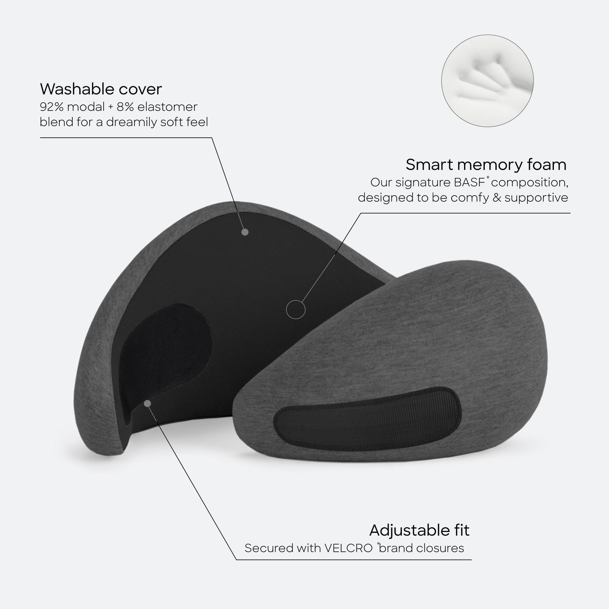 Ostrichpillow GO Travel Pillow, 360° Memory Foam Support, Soft & Washable