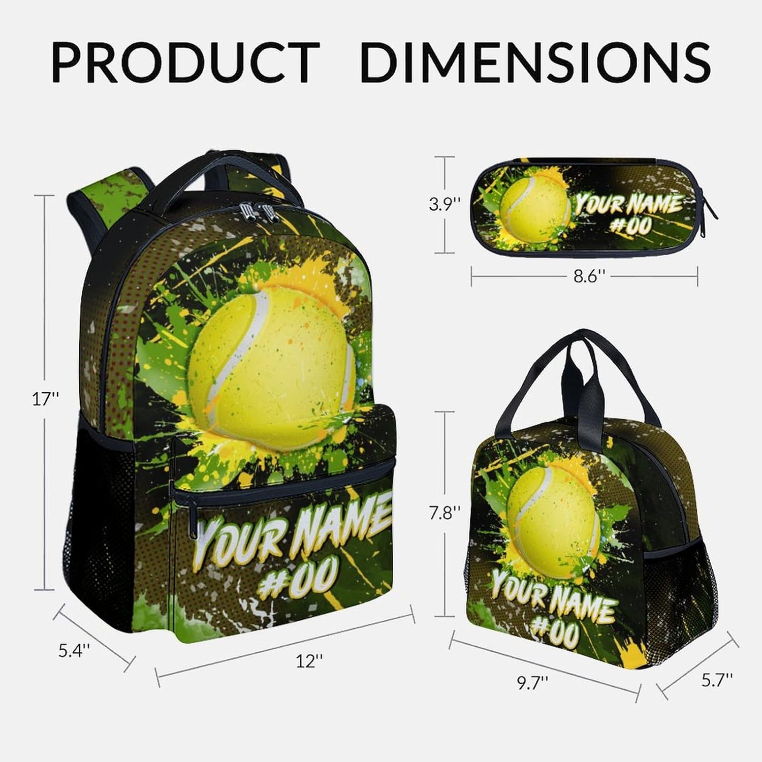 COZYAURA Bookbag for Kids - Personalized Tennis Backpacks Set for Boys Girls - Kids School Backpack