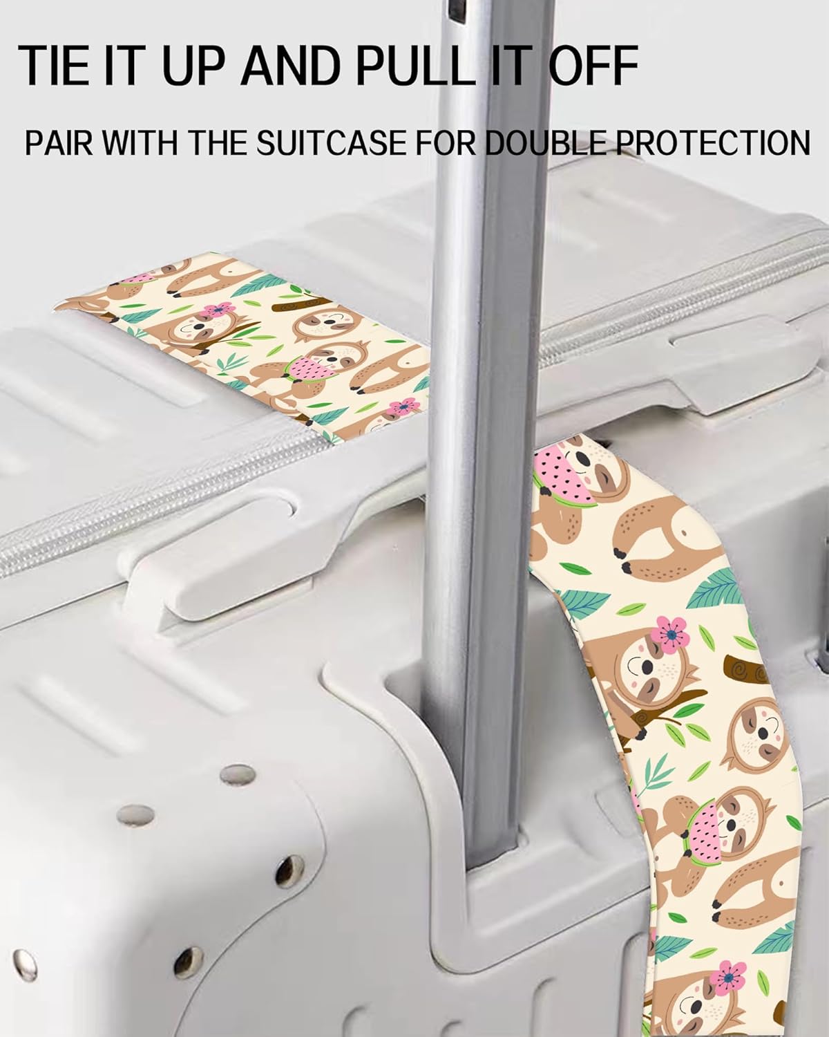 Luggage Straps for Suitcases, Adjustable Travel Belt, Durable Wide Luggage Strap, Cute Suitcase Strap Identifiers with Buckle, Bag Straps for Luggage, Cute Sloth