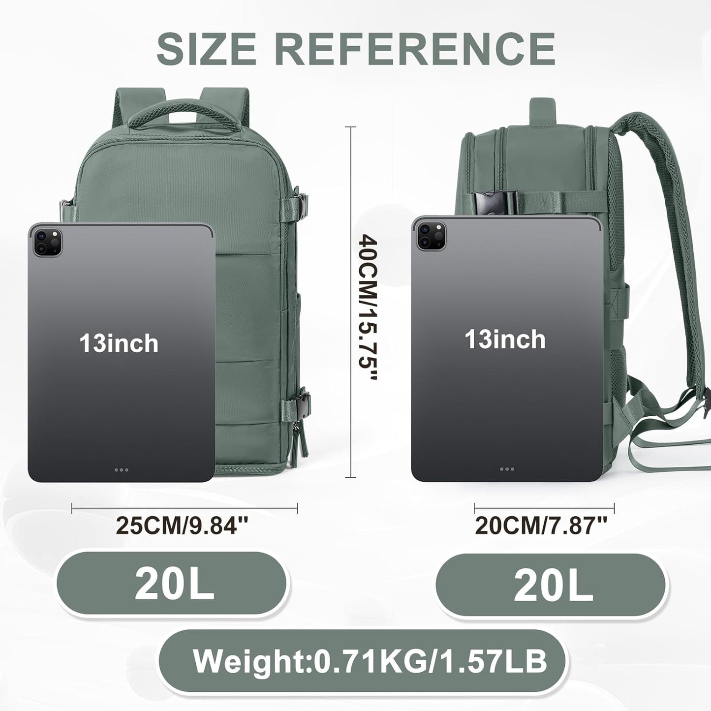 coowoz Travel Backpack Carry On for Women Man Gym Backpack with Laptop Compartment Mochila de Viaje Teacher Personal Item Backpacks Rucksack Airplane Accessories Must Haves Olive Green Small