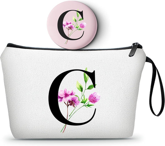 SEAMOON Happy Birthday Friendship Womens Bridesmaid Coolest Gifts for Sister Teacher Coworkers Personalized Travel Makeup Cosmetic Bag with Mirror Valentines Mothers Day Christmas Graduation C