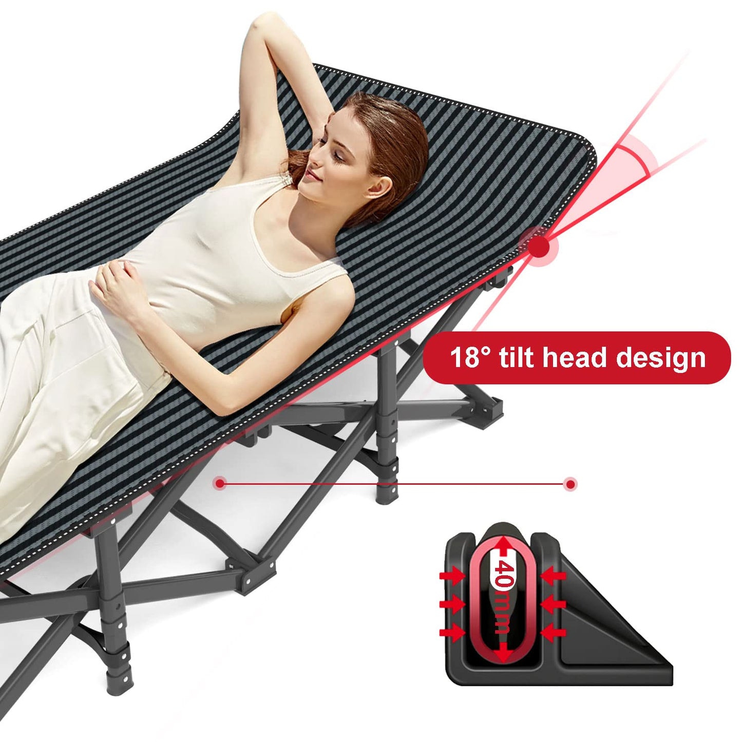 ATORPOK Camping Cot for Adults with Cushion, Tent Folding Cot for Sleeping