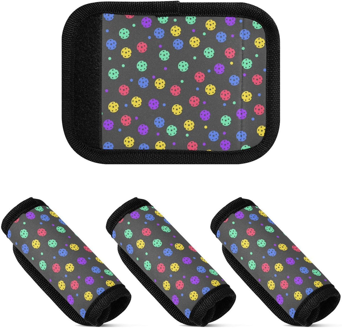 Colorful Pickleball 2 Pack Luggage Handle Wrap for Suitcase Luggage Identifier Travel Tags Handle Protection Sleeve Cover