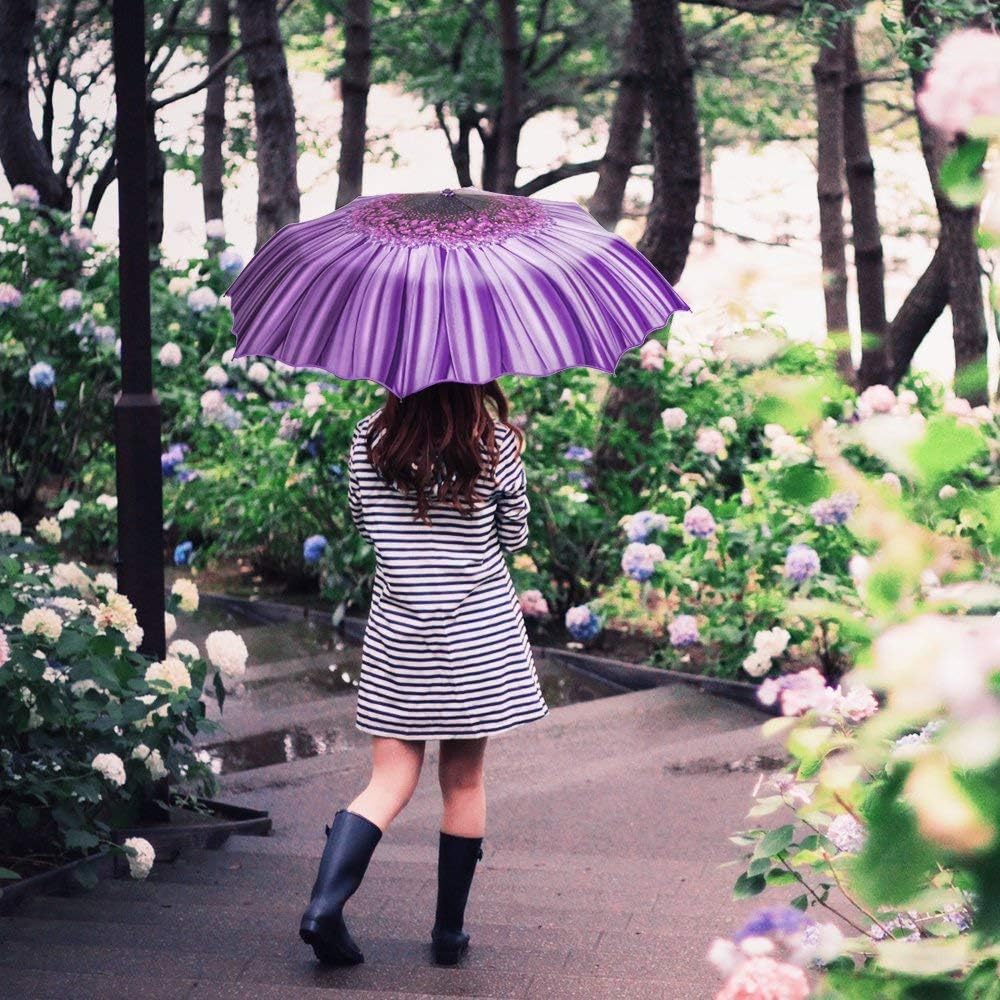 YumSur Compact Travel Umbrella - Windproof, Reinforced Canopy, Tested in 60mph Winds, Strong Reinforced Windproof Umbrella, One Touch Auto Open/Close for Men & Women