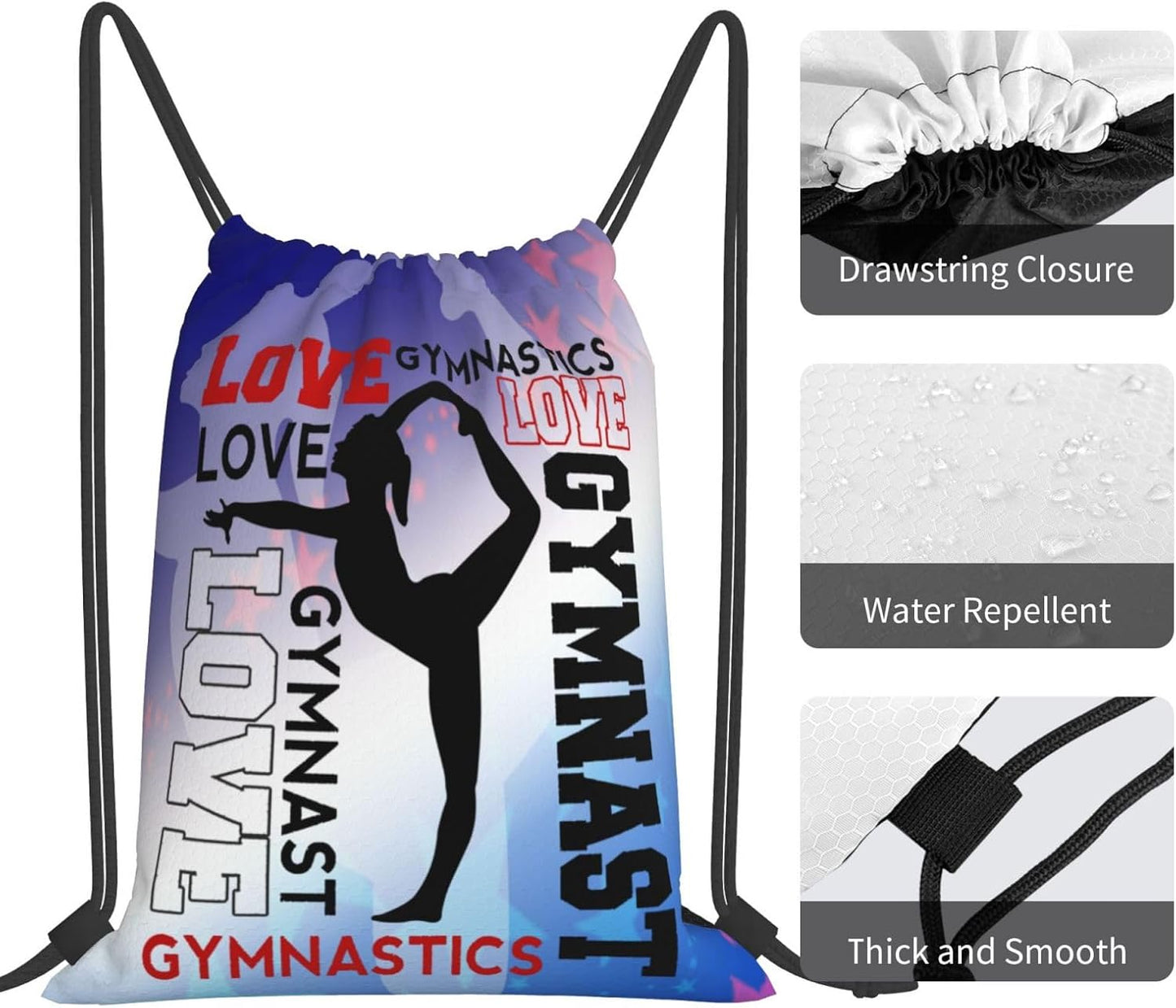 Gymnastics Drawstring Backpack Light Gym String Bag Pink Water Resistant Sackpack Sport Yoga Daypack For Womens Mens