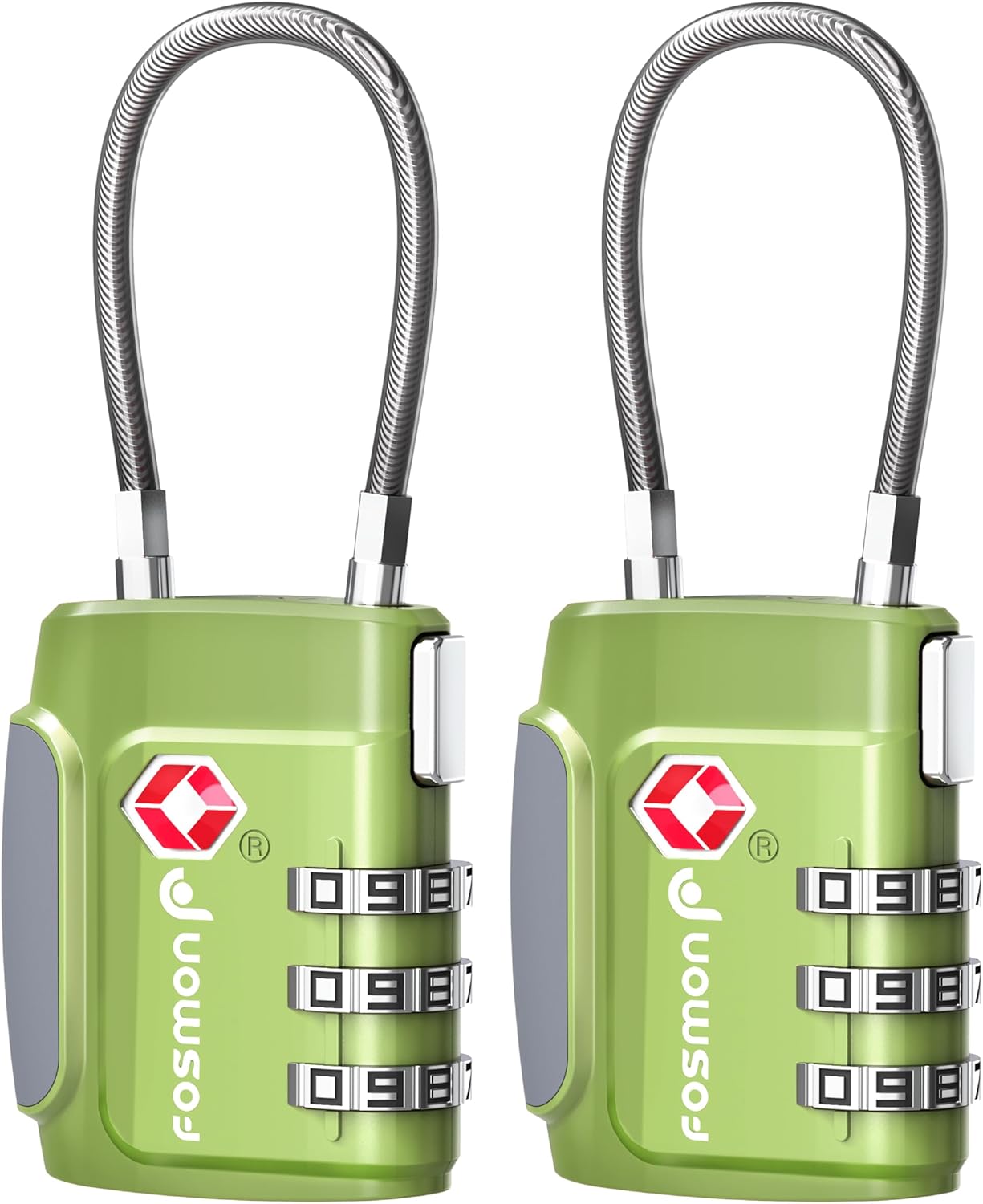 Fosmon TSA Approved Cable Locks for Luggage, Suitcase Locks with Push Release Button, 3 Digit Long Shackle Combo Wire Locks for Backpack, Gym Locker