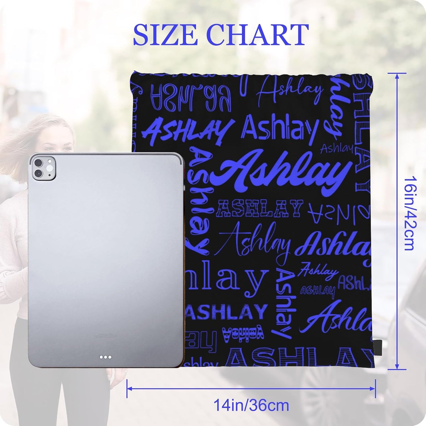 Personalized Drawstring Bag with Your Name Drawstring Backpack for Men Women Small Gym Beach Shopping Sport Yoga Bag (Custom Name-8)