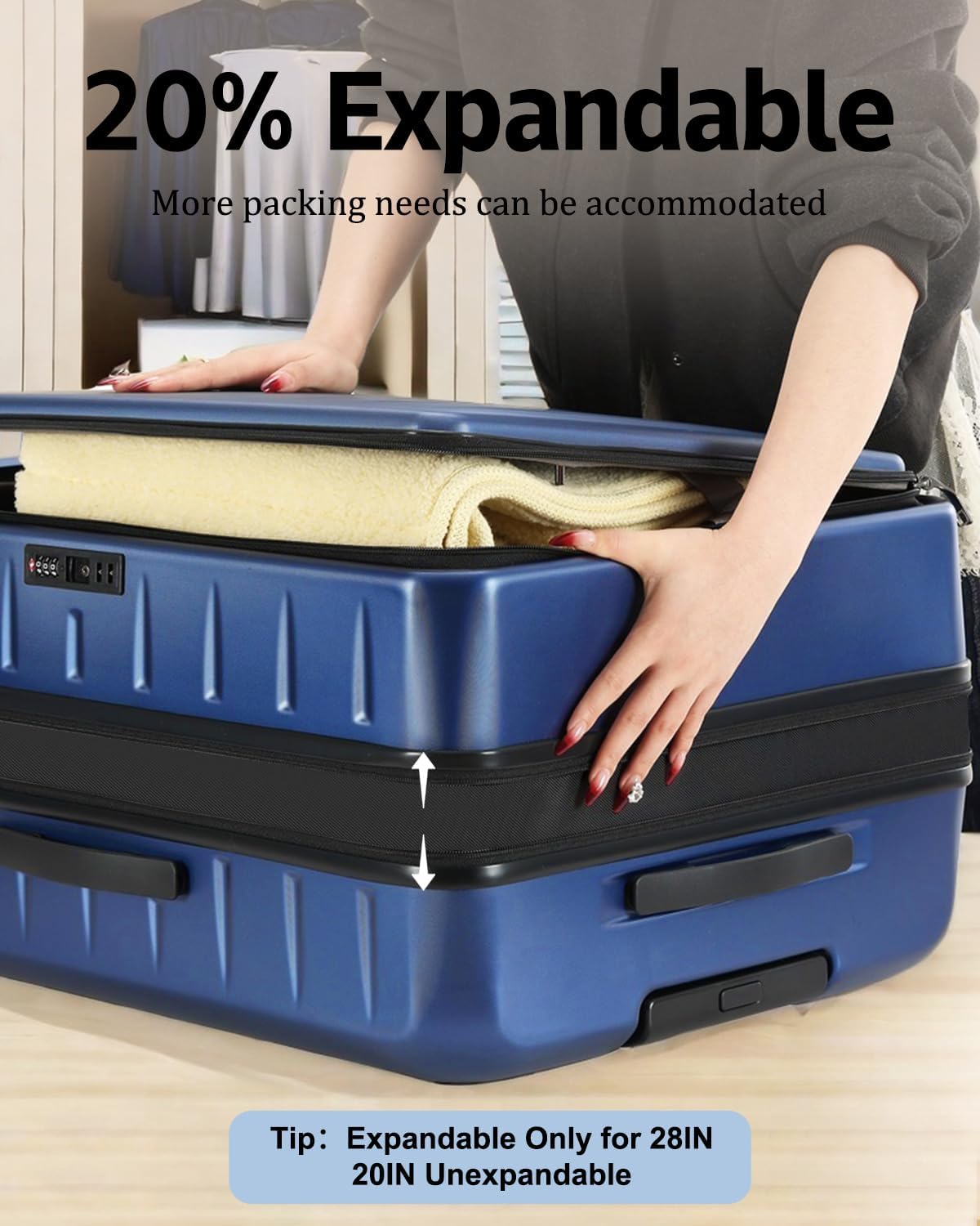 Luggage Sets 2 Pieces, 20 Inch Carry On Luggage and Expandable 28 Inch Checked Luggage with Spinner