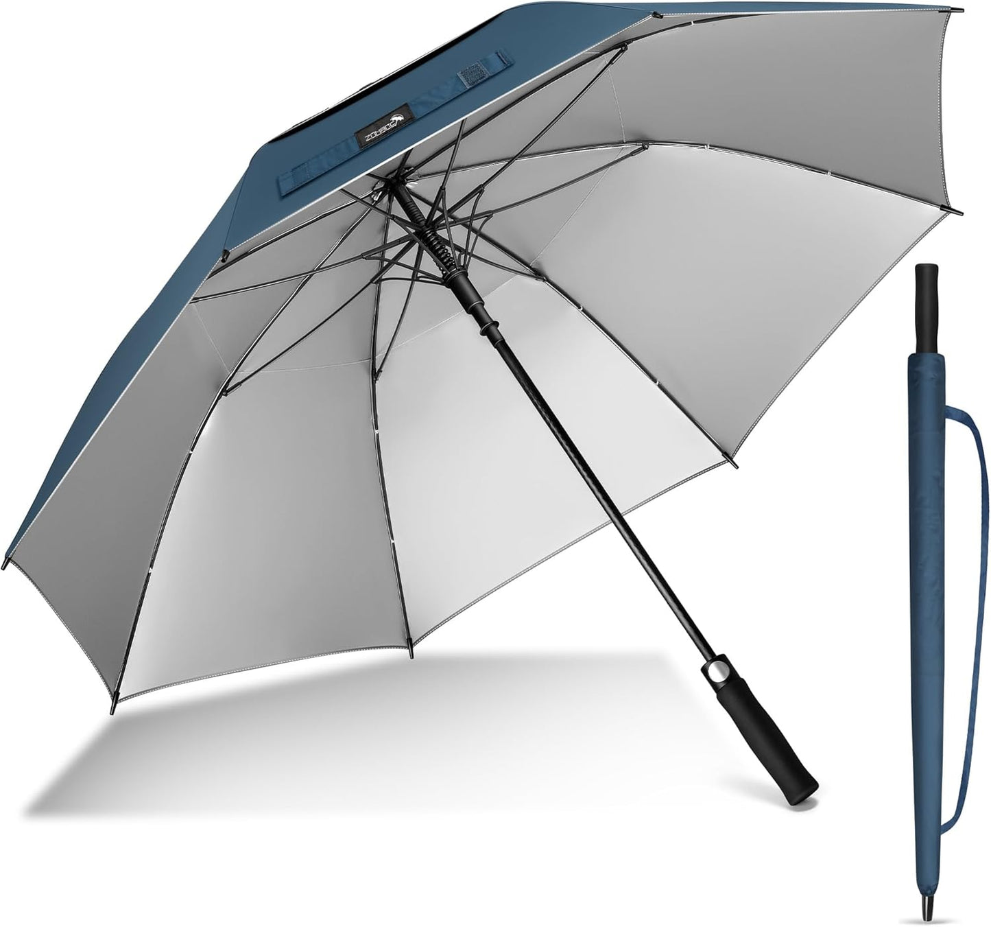 ZOMAKE 62/68" Windproof Golf Umbrella UV Protection, Automatic Oversize Golf Umbrellas Double Canopy Vented Sun Blocking Push Cart for Rain Sun