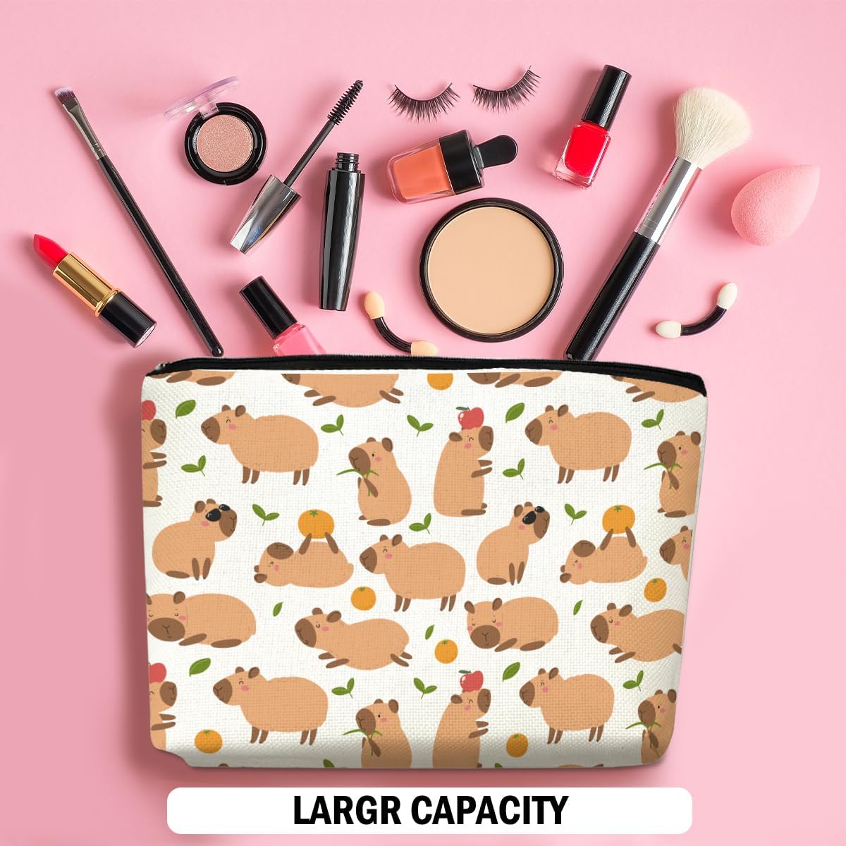 Capybara Makeup Bag, Capybara Gifts for Women, Capybara Lovers Cosmetic Bag Travel Organizer Bags Makeup Pouch, Capybara Stuff Animal Lovers Gifts for Girls Friend Aunt Christmas birthday Gifts