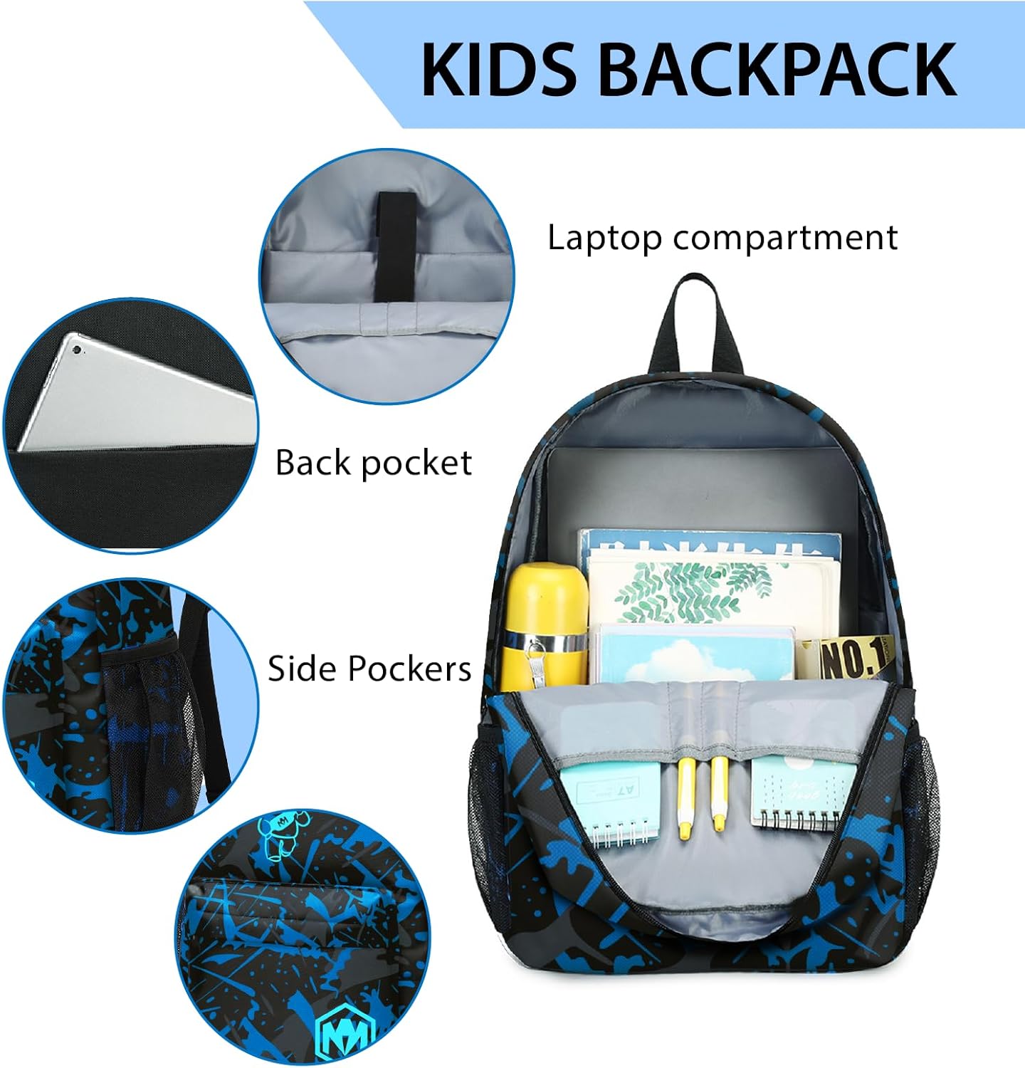 Bluboon School Backpack for Boys Teens Bookbag Travel Daypack Kids Girls Lunch Bag Pencil Case