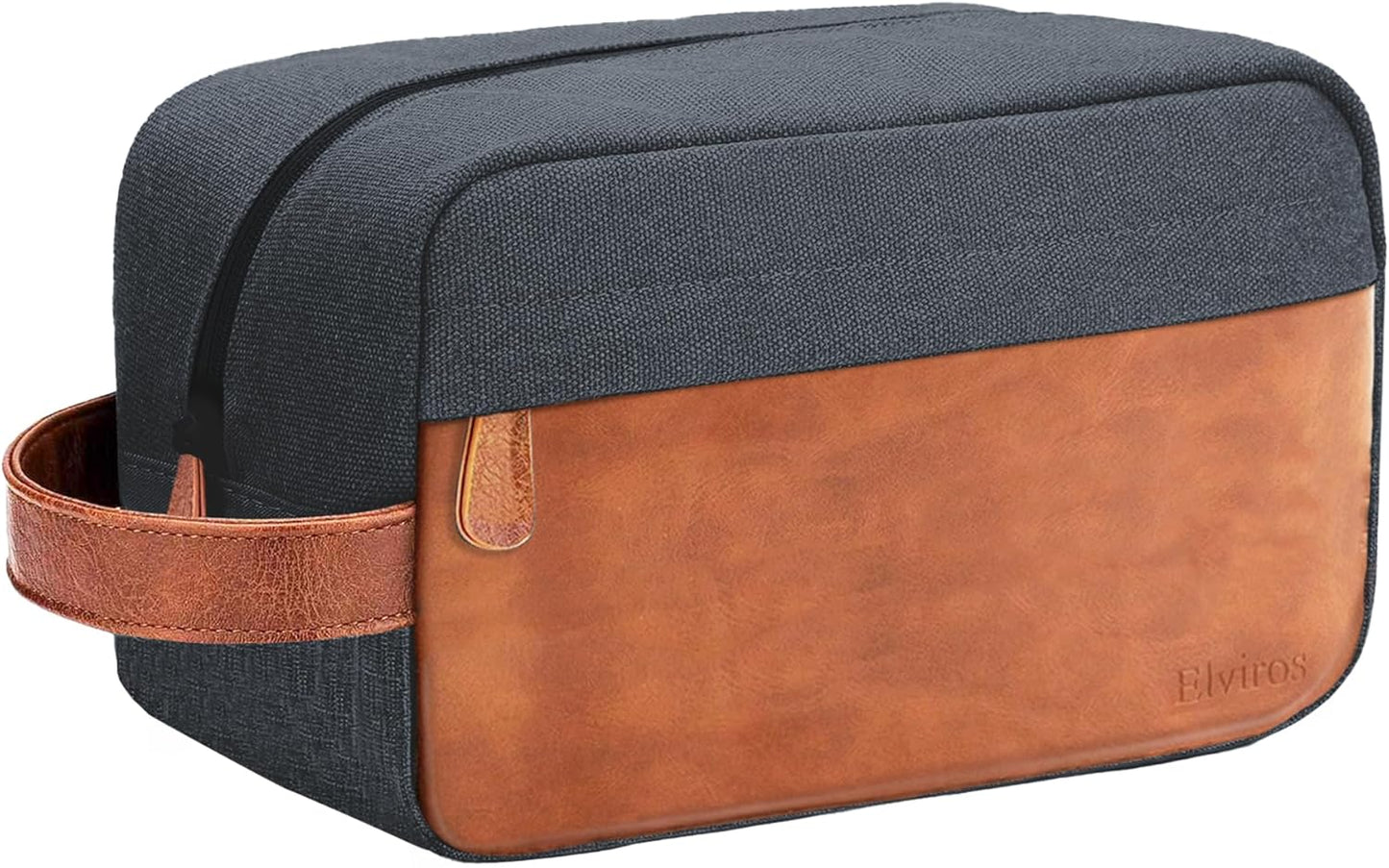 Elviros Travel Toiletry Bag for Men, Hanging Toiletries Bag Water Repellent Dopp Kit PU Leather