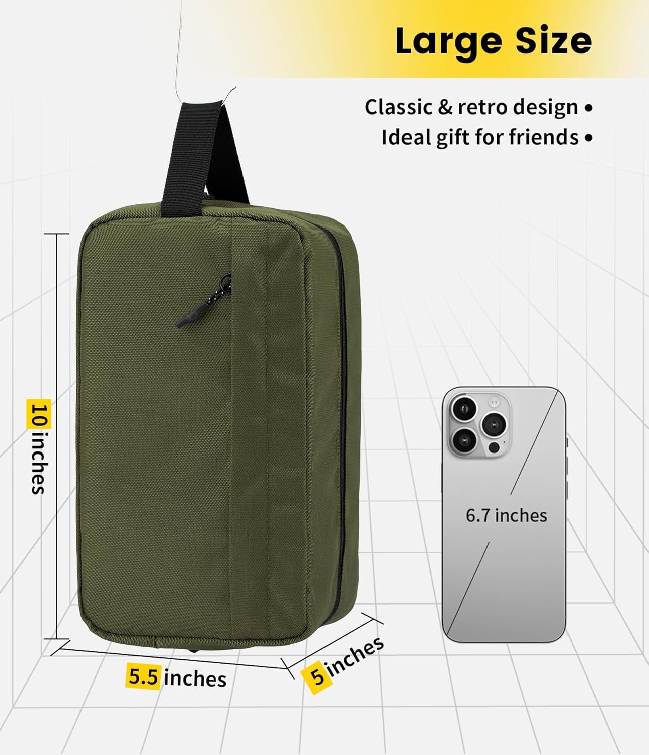 Vorspack Travel Toiletry Bag for Men - Hanging Toiletries Bag Water Resistant Travel Bag for Toiletries Accessories
