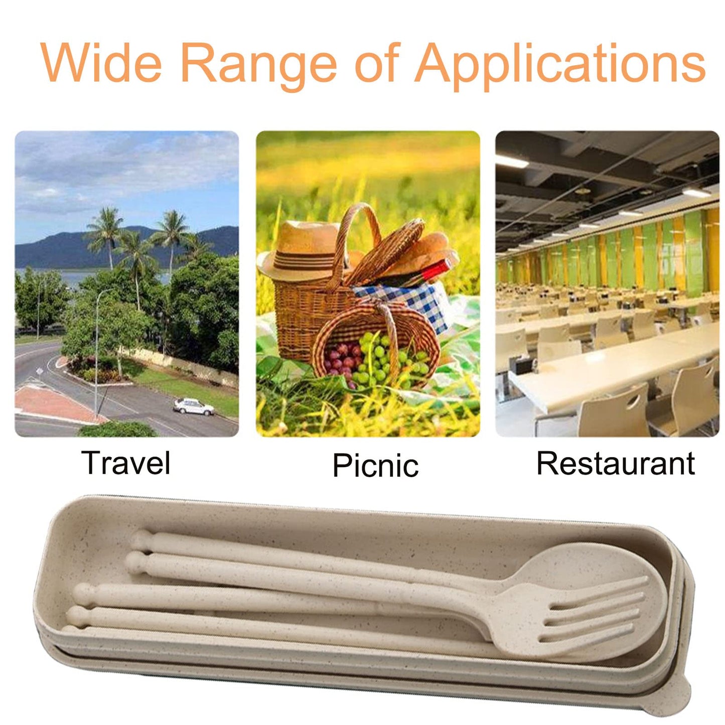 8 Colors Portable Utensils Sets with Case, Wheat Straw Cutlery Set, Reusable Travel Flatware Set