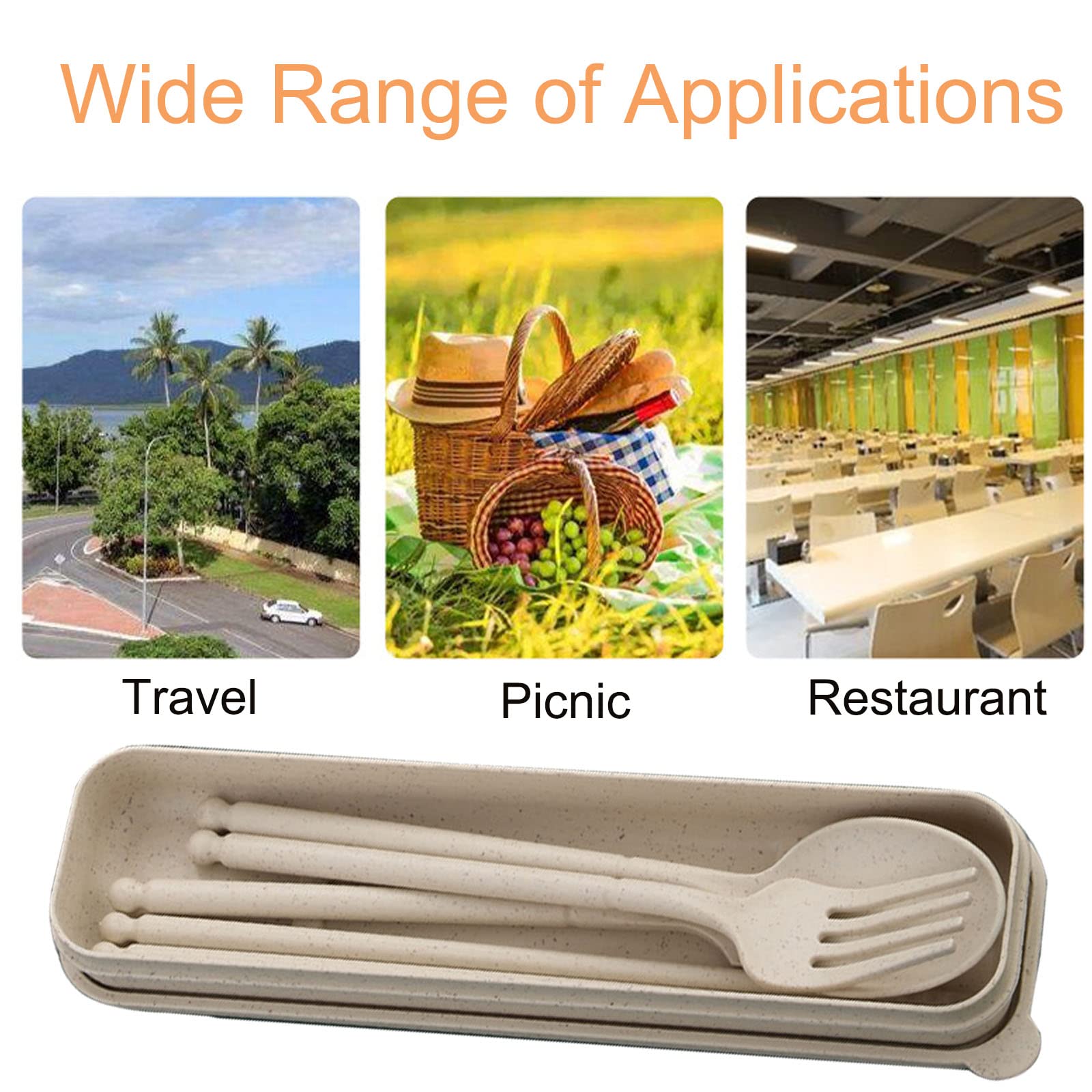 8 Colors Portable Utensils Sets with Case, Wheat Straw Cutlery Set, Reusable Travel Flatware Set
