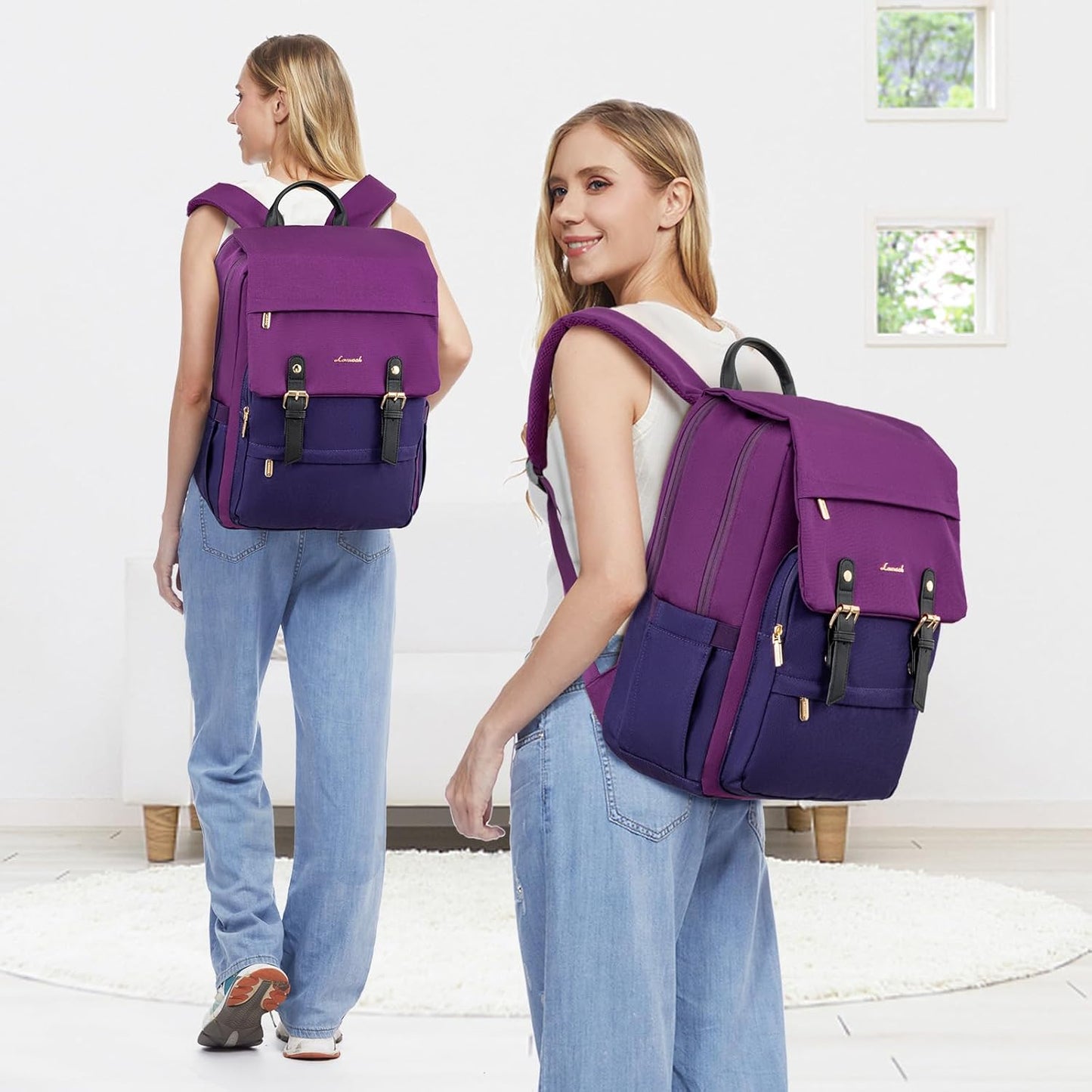 LOVEVOOK Travel Laptop Backpack Purse for Women Fashion Vintage Computer Backpack 15.6 Inch Large Teacher Nurse Backpack Casual Daypack for Business Work College