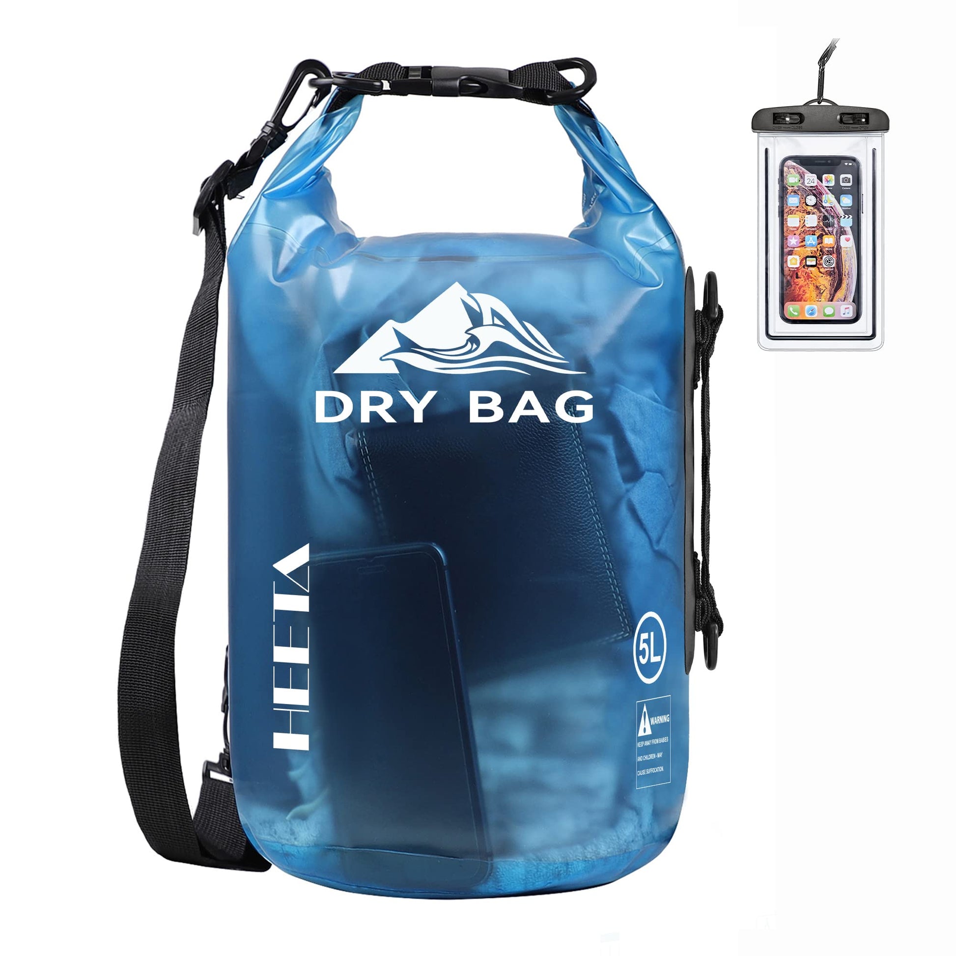 HEETA Dry Bag Waterproof for Women Men, Roll Top Lightweight Dry Storage Bag Backpack with Phone