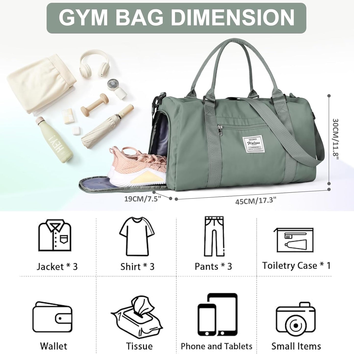 Gym Bagsfor Women with Shoes Compartment,Small Duffel BagsSport Bags with Toiletry Bags Overnight