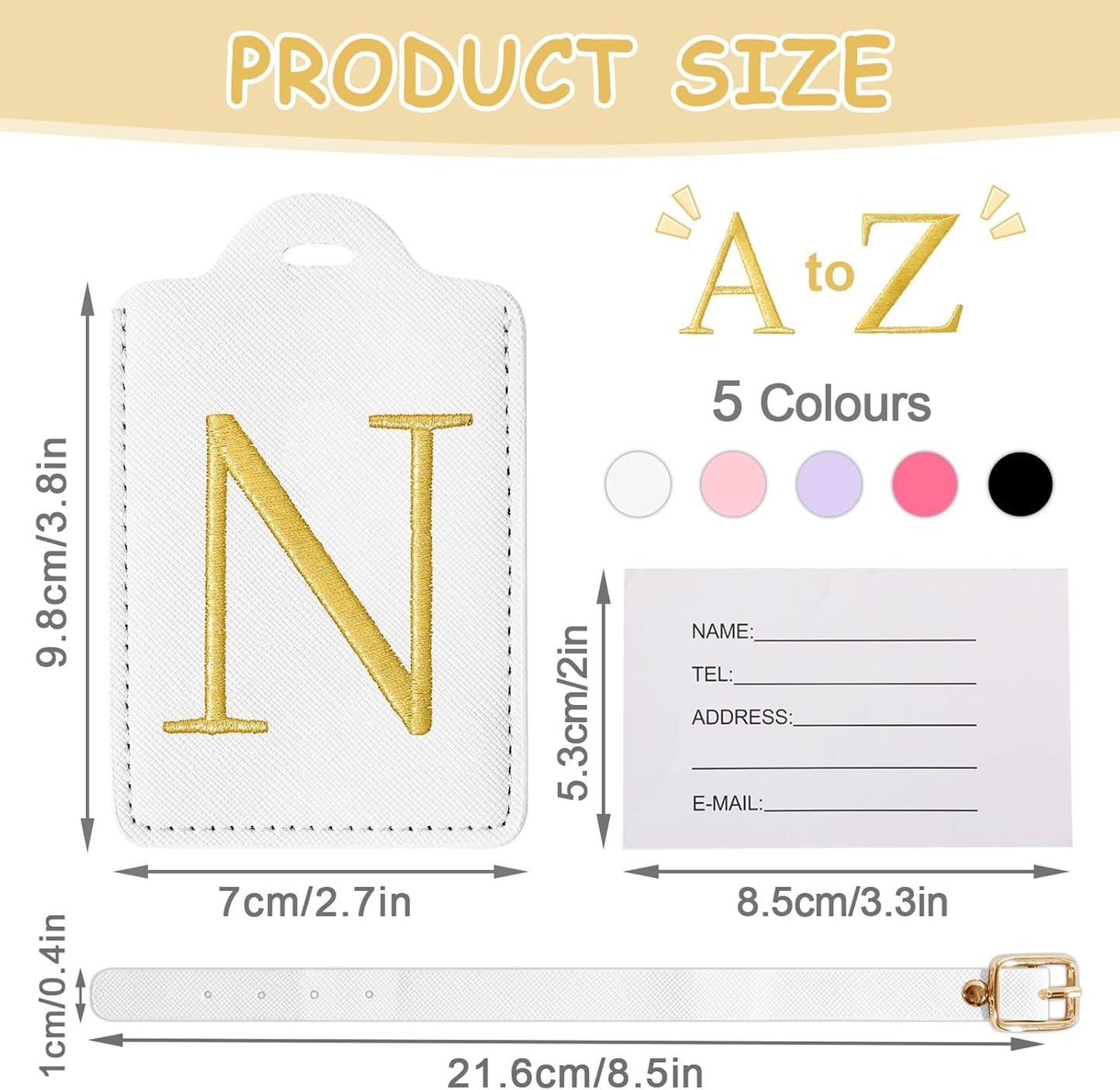 Initial Letter Luggage Tags for Suitcases, Personalized Embroidered Letter Luggage Bag Suitcase