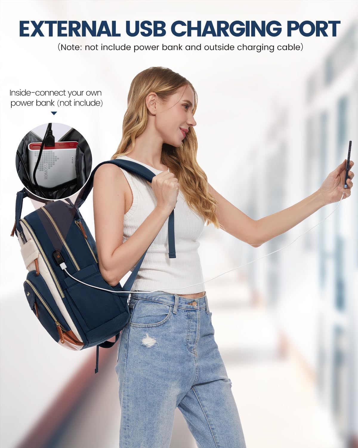 LOVEVOOK Backpack for Women,Laptop Backpack Women,Fits 17 Inch Laptop Bag,School Backpacks,Fashion Travel Work Anti-theft Bag,Waterproof Business Computer College Backpack Purse,Blue-green-Beige white