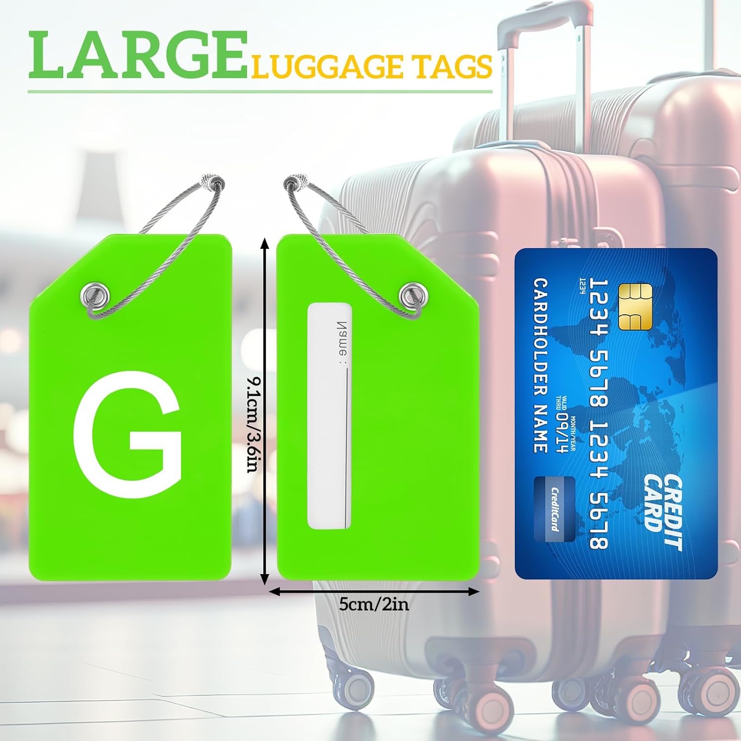 8 Pcs Initial Letter A-Z Luggage Tags Silicone Suitcase Instrument Tag with Name Card and Stainless