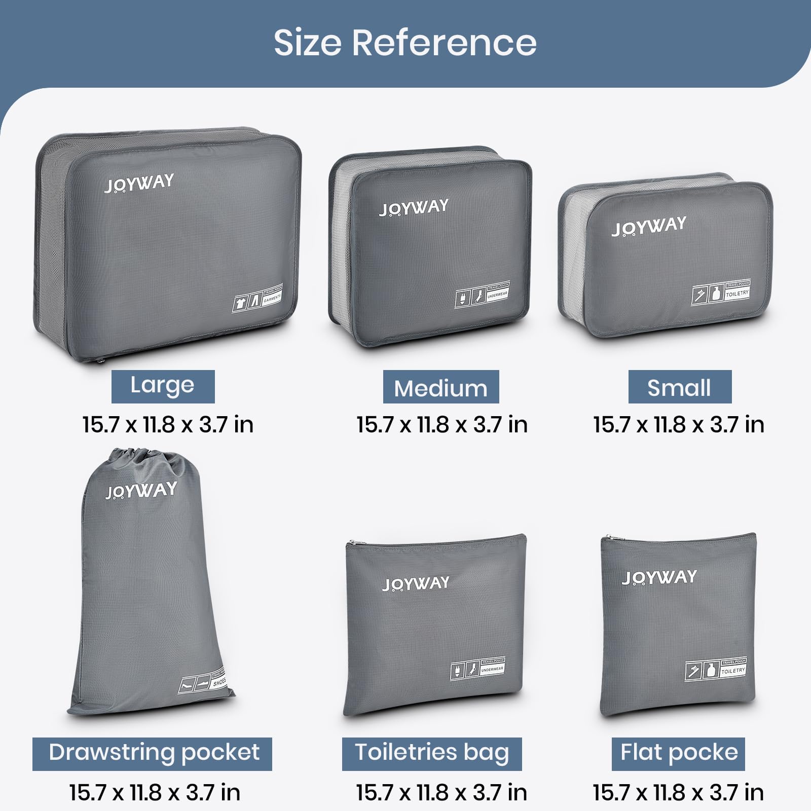 Joyway 6 Set Packing Cubes for Travel, Lightweight Luggage Organizer Bags for Suitcases, Travel