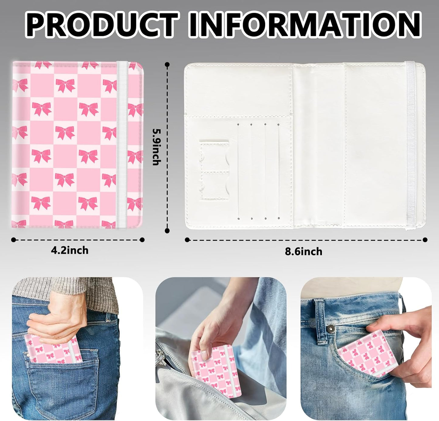 Passport Holder for Travel, Cute Passport Cover for Women Men, Waterproof PU Leather Rfid Blocking Passport Wallet with Credit Card Case for Travel Family, Boys Girls Travel Essentials