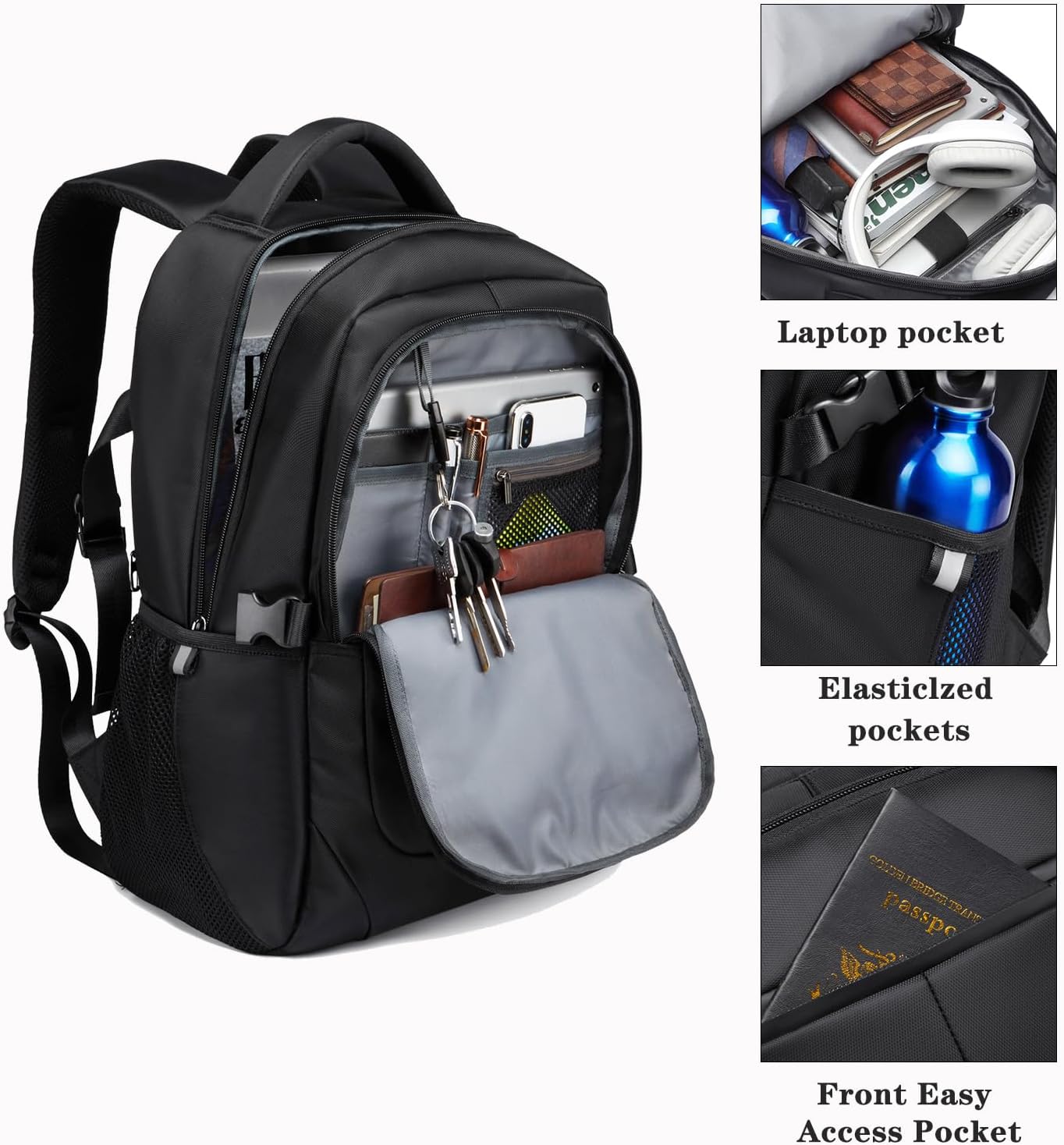 Travel Laptop Backpack for Men, Water Resistant Backpack Airline Approved Business Work Bag with USB Charging Port