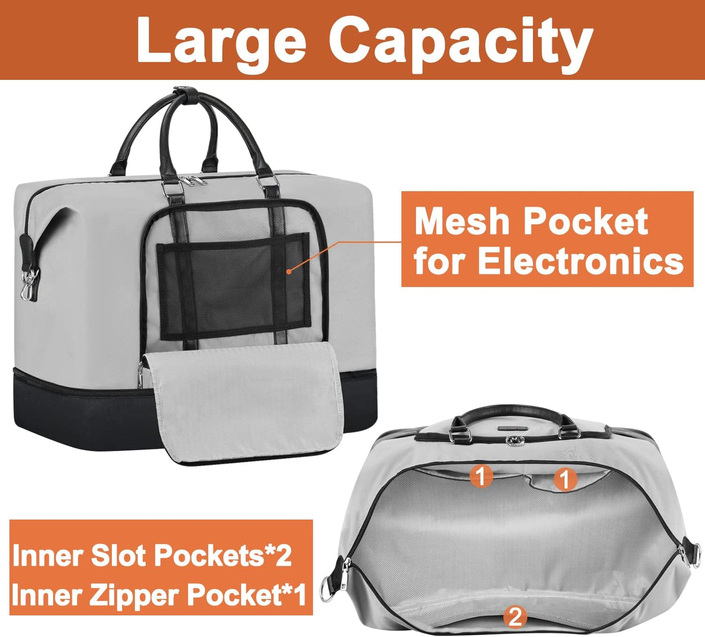 Travel Weekender Bag for Women, Overnight Bag with Shoe Compartment Oversized Travel Duffel Bag