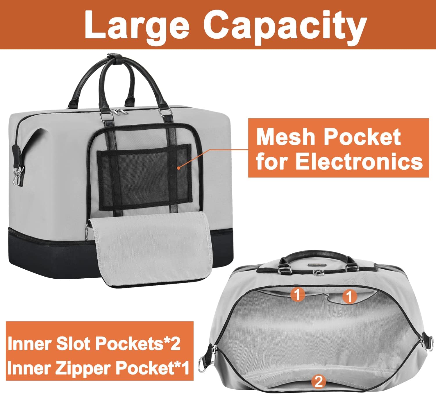 Travel Weekender Bag for Women, Overnight Bag with Shoe Compartment Oversized Travel Duffel Bag