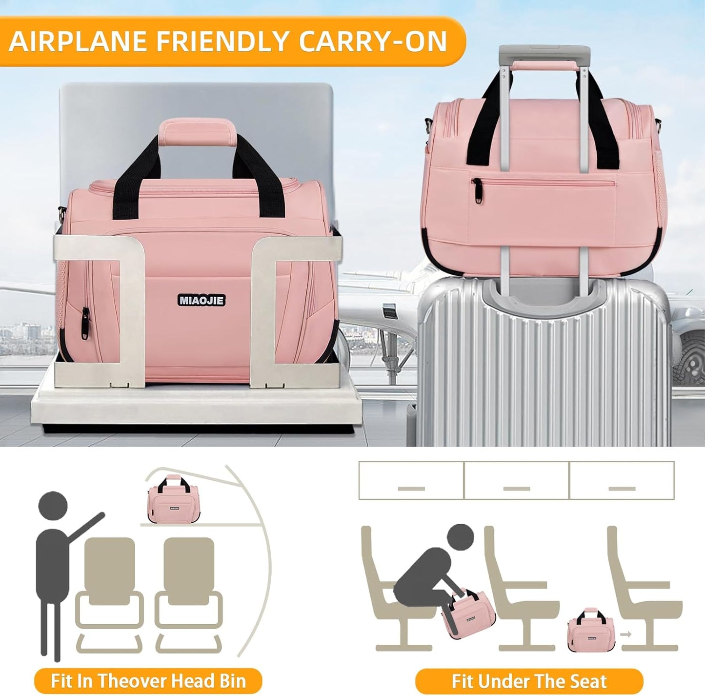 Underseat Carry On Luggage - Lightweight Travel Tote Weekender Bag Overnight Duffle for Travel