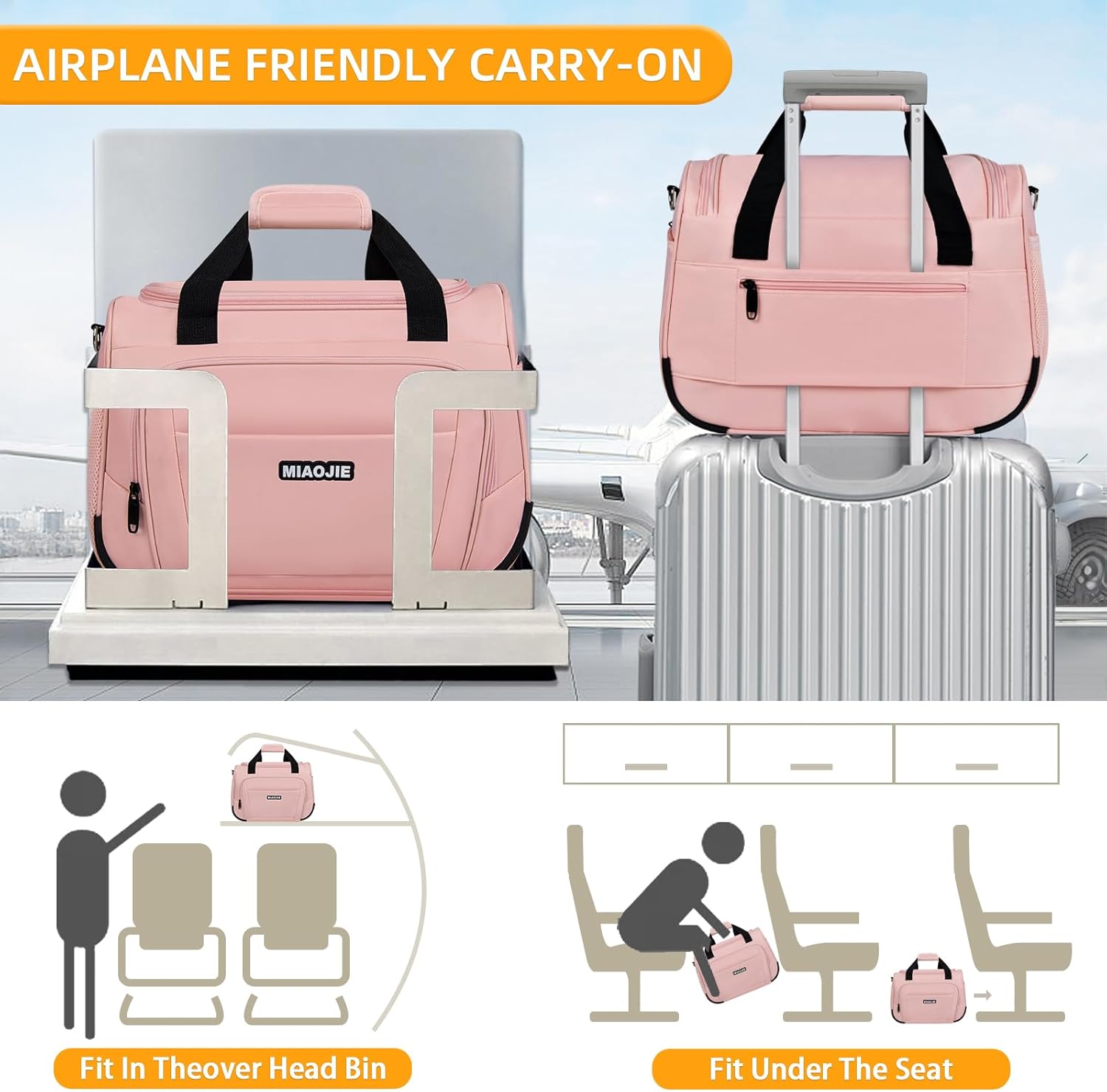Underseat Carry On Luggage - Lightweight Travel Tote Weekender Bag Overnight Duffle for Travel