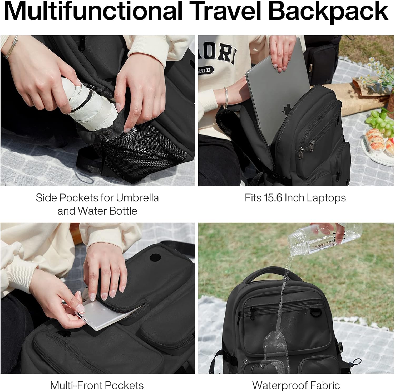 mixi Travel Laptop Backpack, Lightweight Durable School Bookbag Men Woman 15.6" Computer Bag, Water