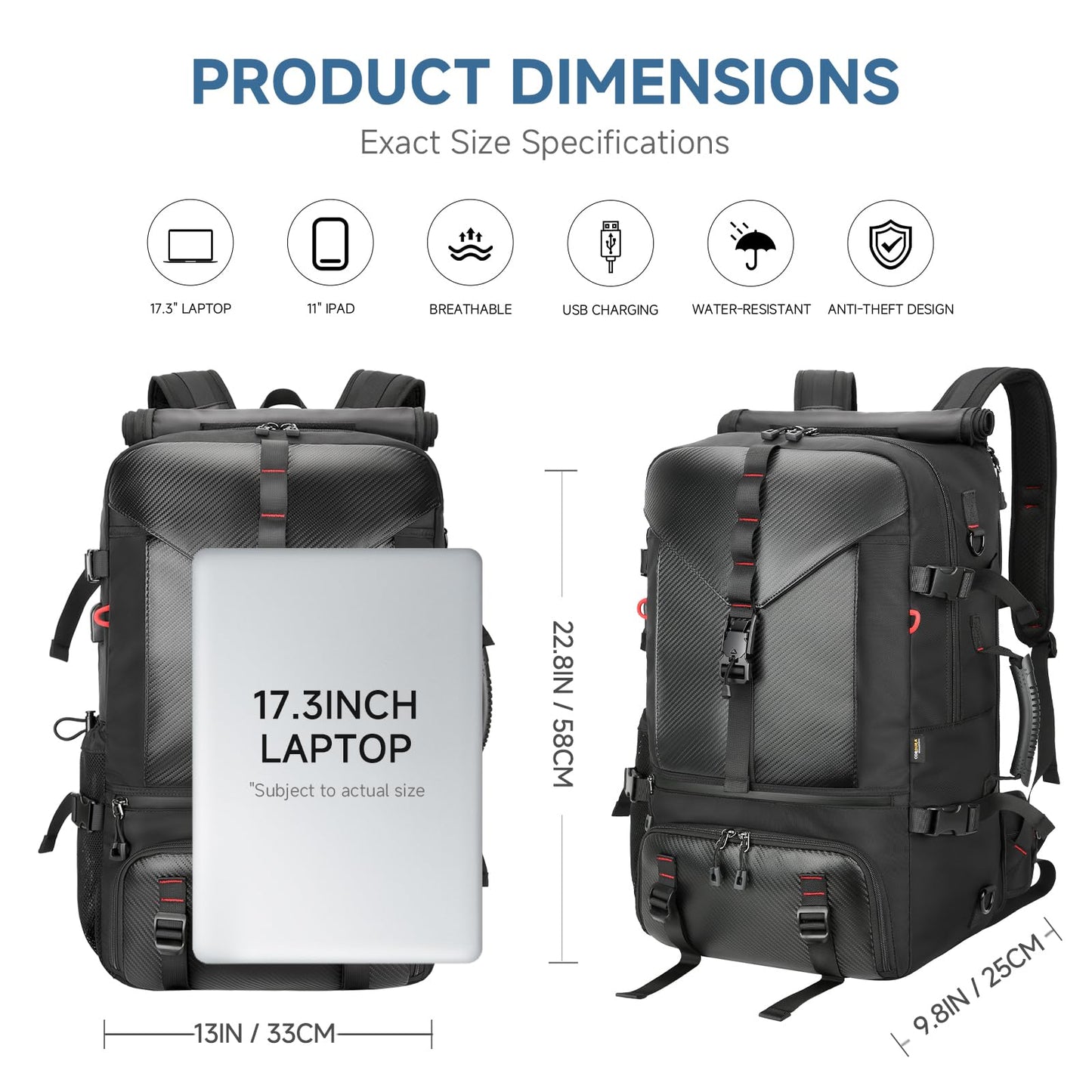 SWICKY Carry-on Travel Backpack for Men, Airline Approved Convertible Duffle Backpack with Shoe