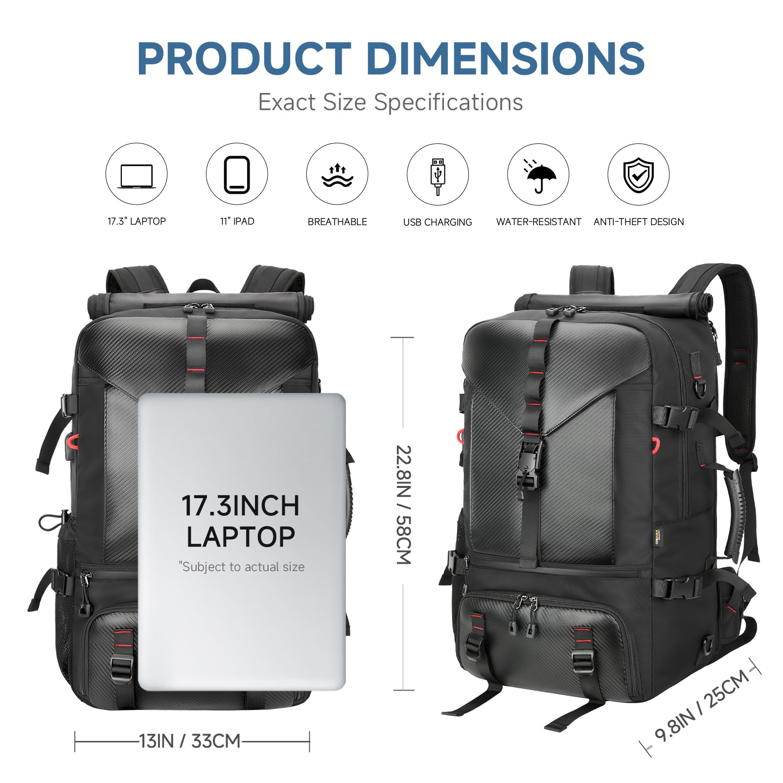 SWICKY Carry-on Travel Backpack for Men, Airline Approved Convertible Duffle Backpack with Shoe