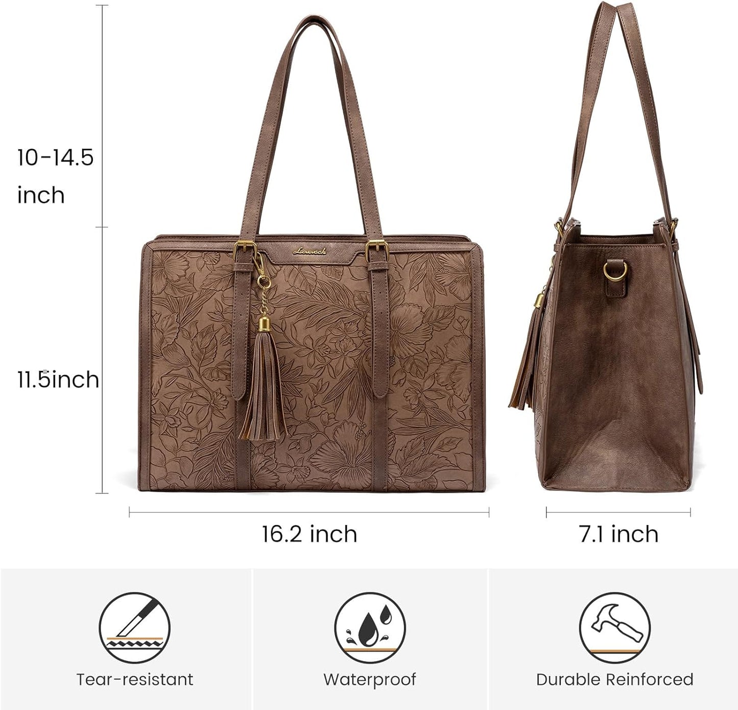 LOVEVOOK Laptop Bag for Women 15.6 inch Lightweight PU Laptop Tote Bag, Large Capacity Computer bag