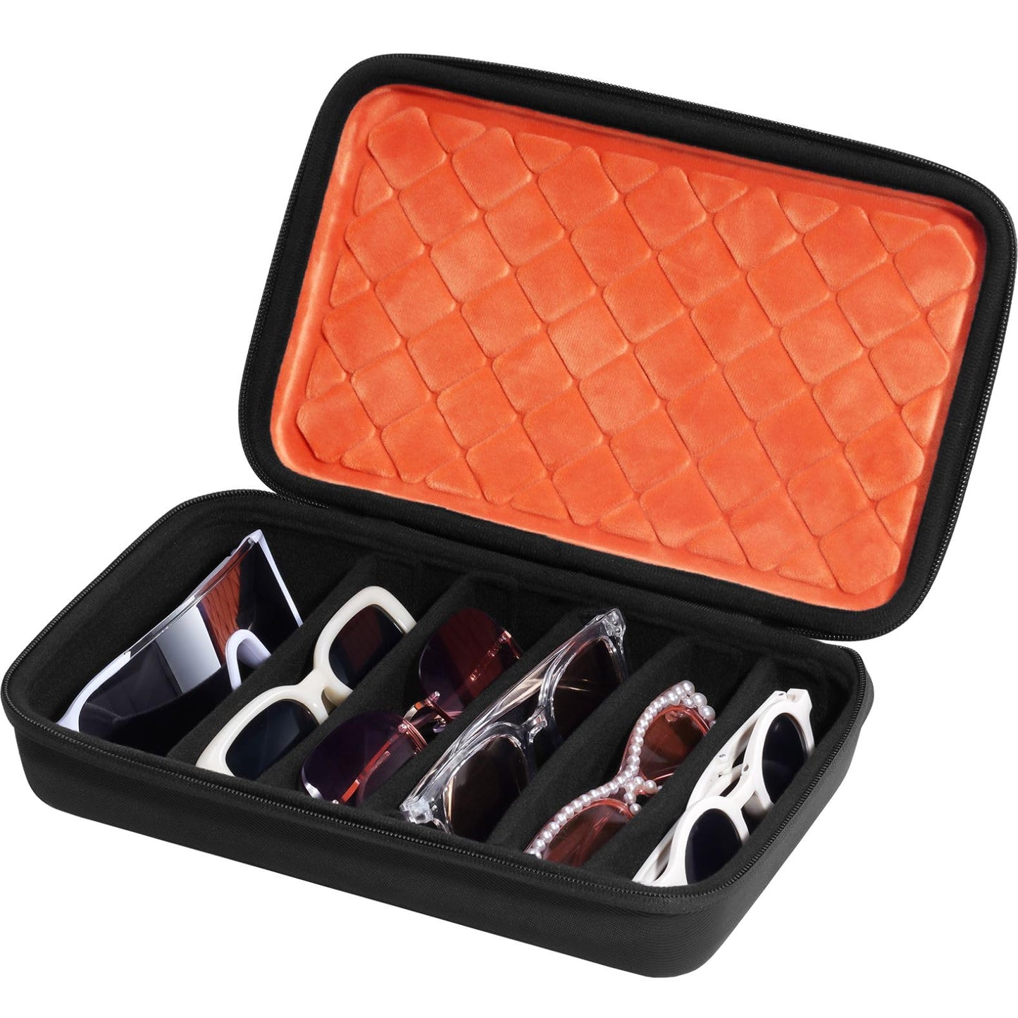 ProCase Hard Shell Travel Sunglasses Organizer -7 Slots, Orangeblack