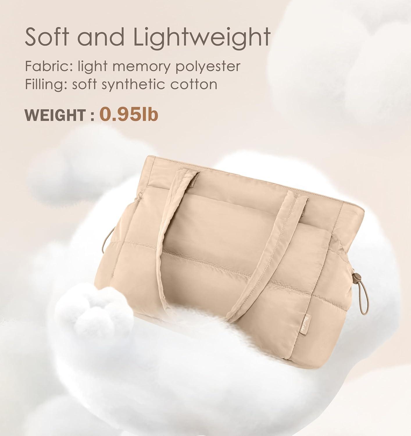 Tote Bag for Women Puffy Work Bags for Women with Zipper Lightweight Quilted Puffer Tote Bag for Travel, Teacher, Nurse