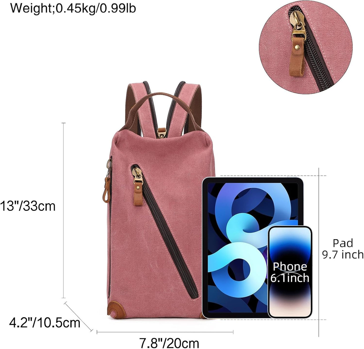 KL928 Canvas Sling Bag crossbody Bags Small Backpack Pack Travel Purse convertible purses for Women Men