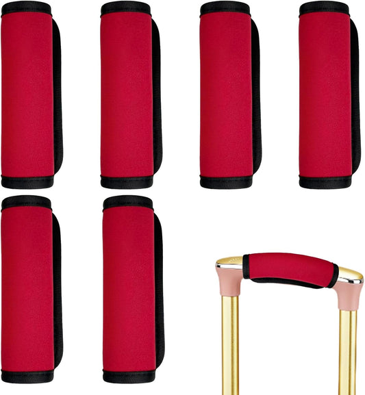 6 Pack Luggage Handle Wrap for Suitcase Luggage Tags Bright Soft Suitcase Identifiers Luggage Handle Covers Travel Accessories, Red
