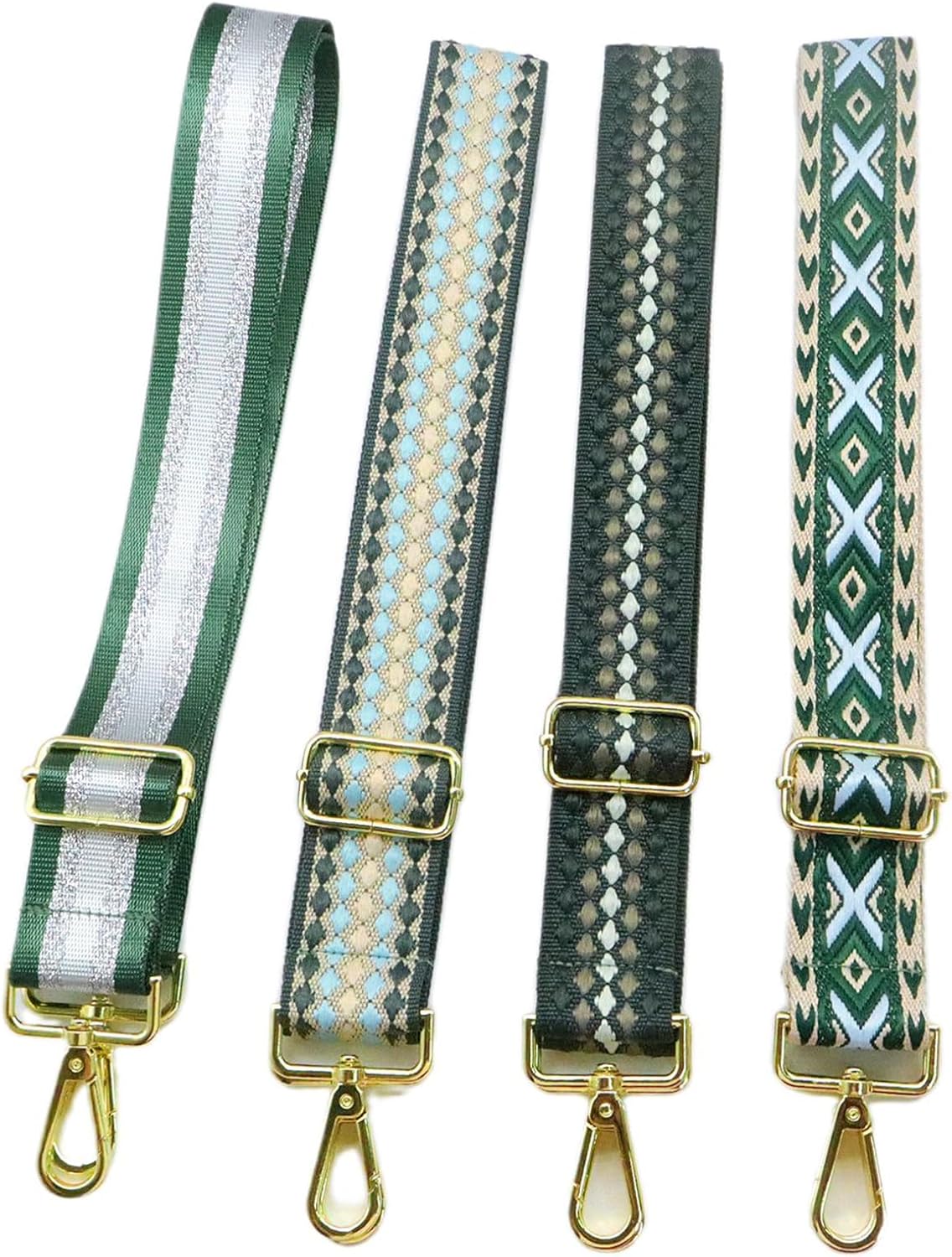 Adjustable Green Purse Strap - 1.5" Wide Handbags, Camera, Guitar, Phone & Crossbody Bag Replacement Shoulder Straps(Gold Hardware)