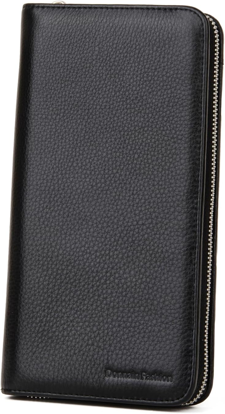 Premium Full-Grained Leather RFID Passport Holder for Travel, Multifunctional and Large Capacity RFID Blocking Passport Holder Wallet (Black)