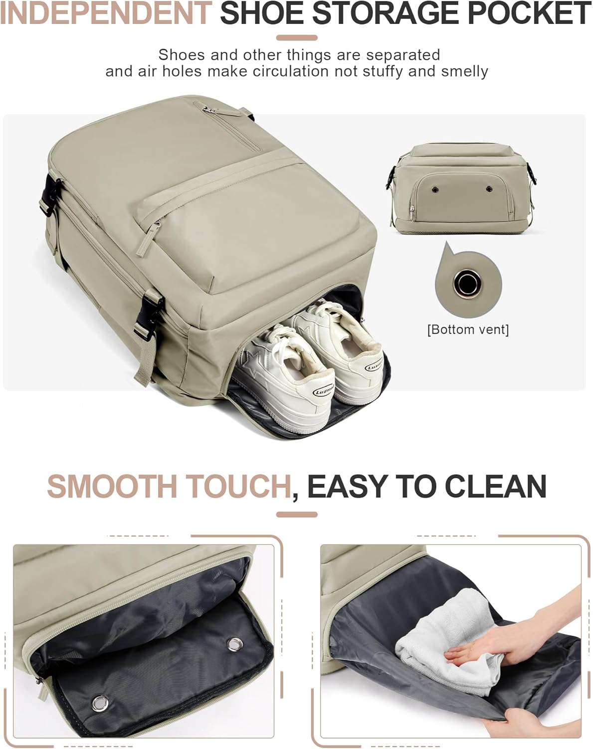 VGCUB Travel Backpack for Women Men for Spirit Airlines Personal Item Bag 18x14x8 Inches Laptop College Backpack,Waterproof Carry on Flight Approved Work Backpack Mochila de Viaje,Large Grey brown