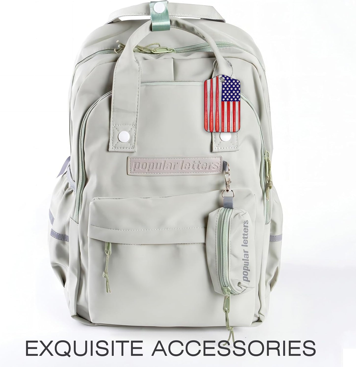 2 Pack Luggage Tags,Baseball American Flag PU Leather Idea Baggage Tag with ID Labels Privacy Cover Metal Ring Men and Women Travel Bag Labels